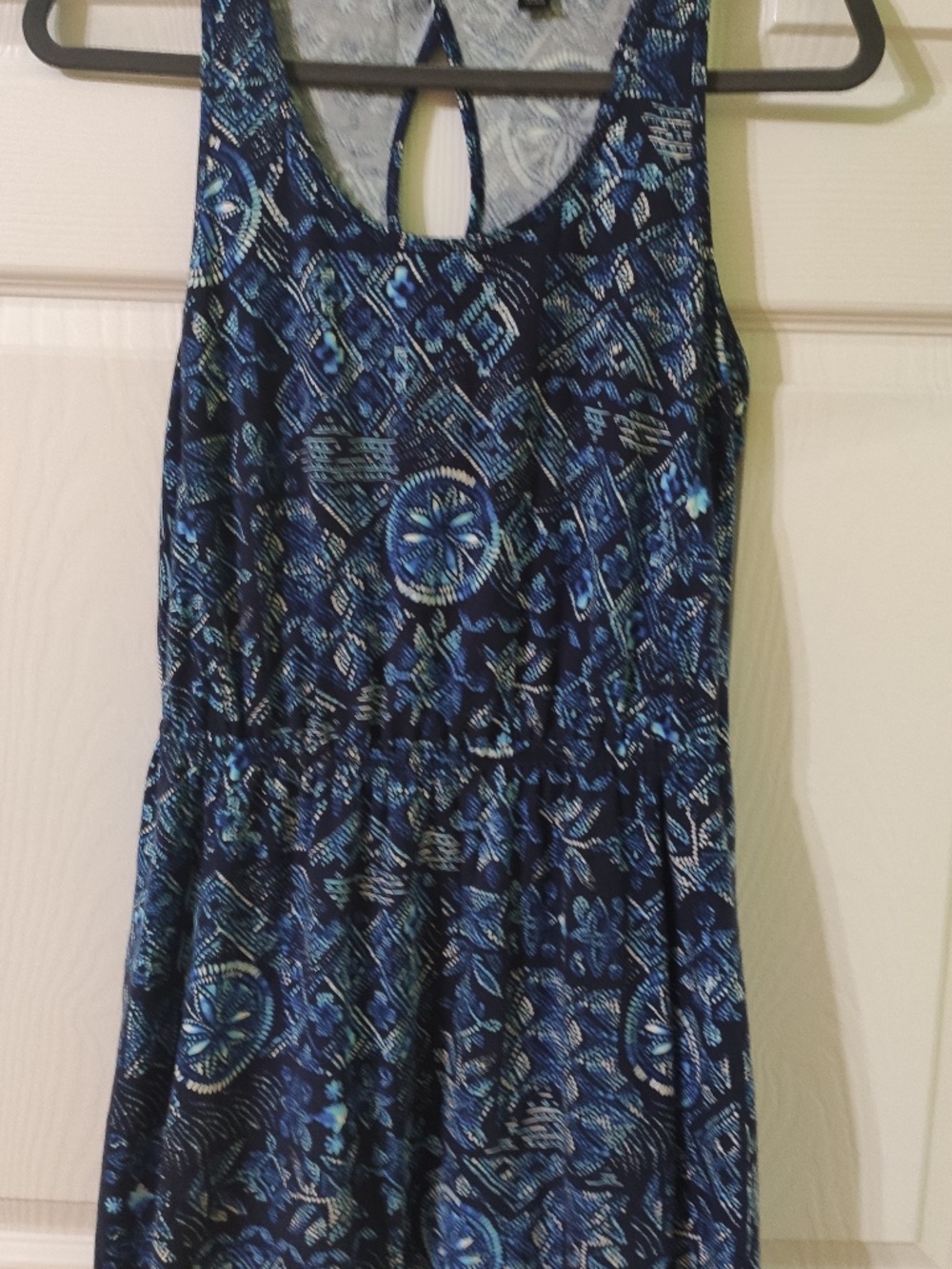 Patagonia Sleeveless Keyhole Back Dress Size S Navy Print NWOT Organic Cotton